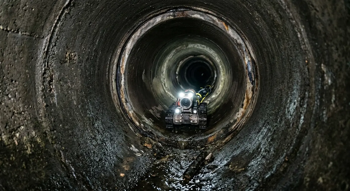 Robotic sewer camera inspecting pipe interior for Drain Snake Service in Prairieville